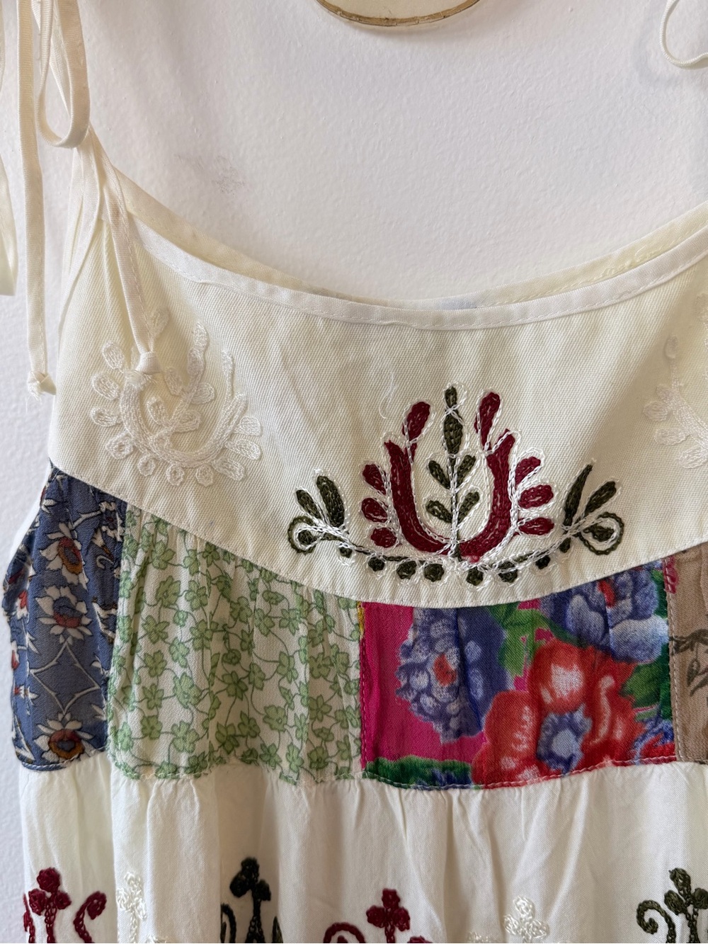 Boho Patchwork Mini Sundress — Multi-Color - Picture 8 of 8